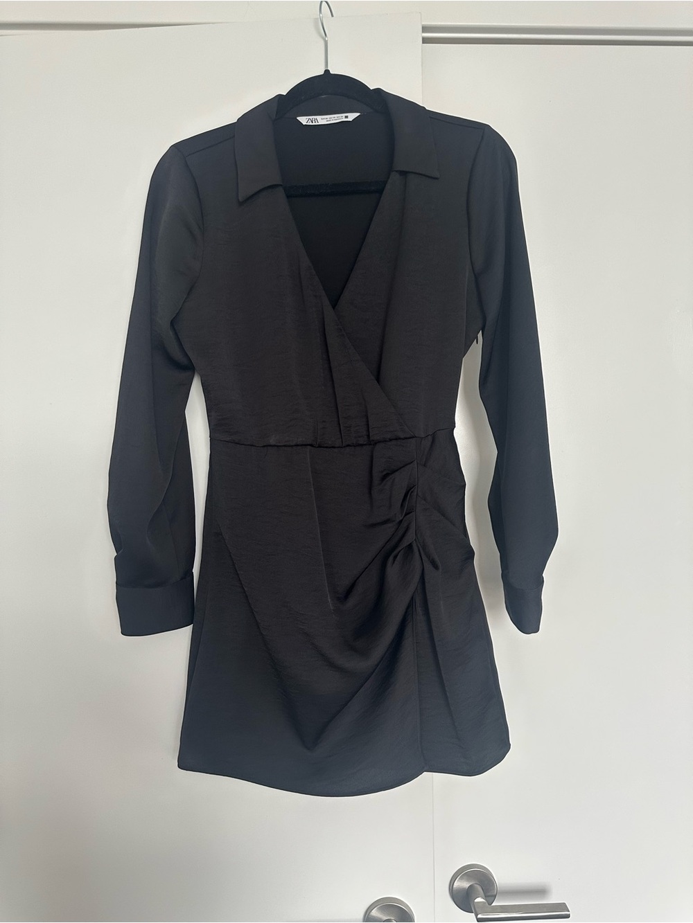 Zara Black Satin Wrap Dress